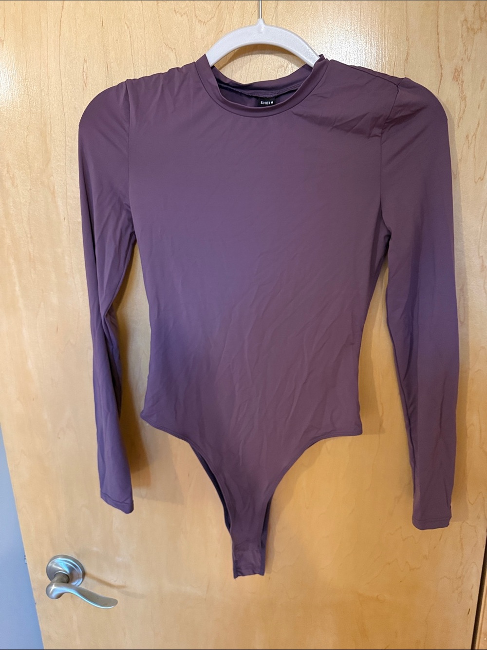 SHEIN Long-Sleeve Mauve Purple Bodysuit